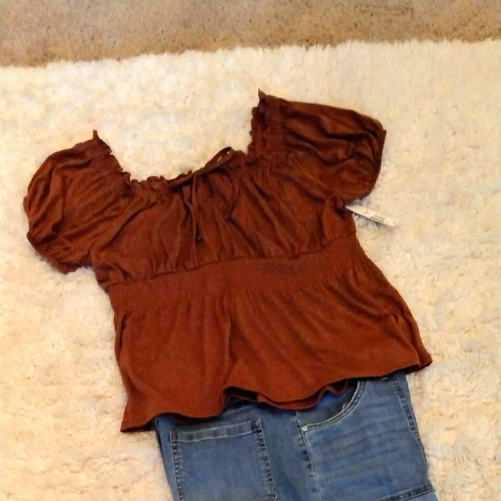 NB Junios Smocked Peasant Top(